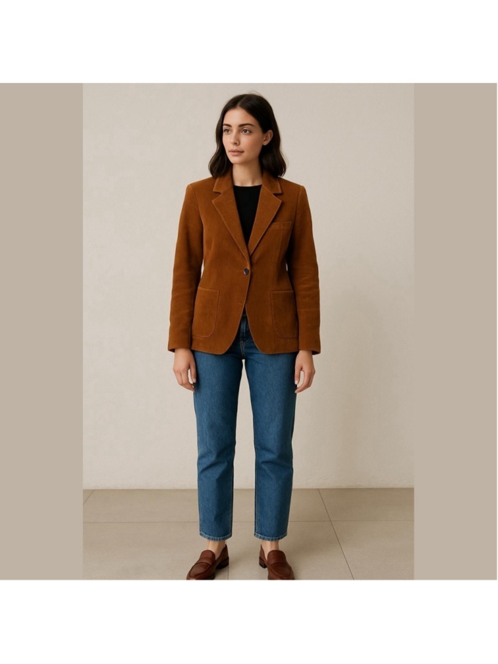 Vintage Unbranded Corduroy Blazer Jacket Rust Brown Size 11